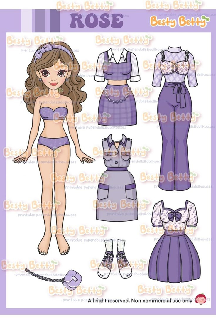Bestybetty Doll Rose for Free Printable Dress Up Paper Dolls