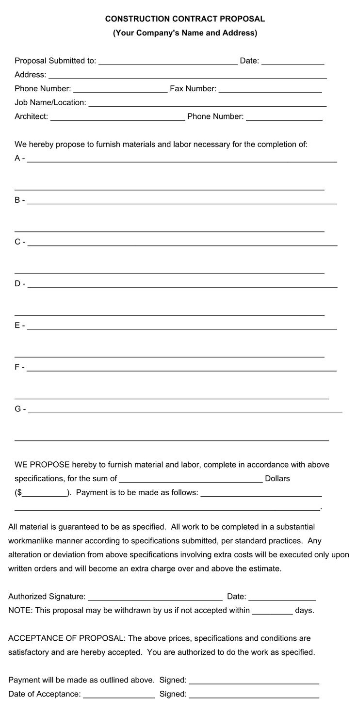 Bid Proposal Templates - 10 Free Pdf Printables | Printablee in Free Printable Contractor Bid Forms
