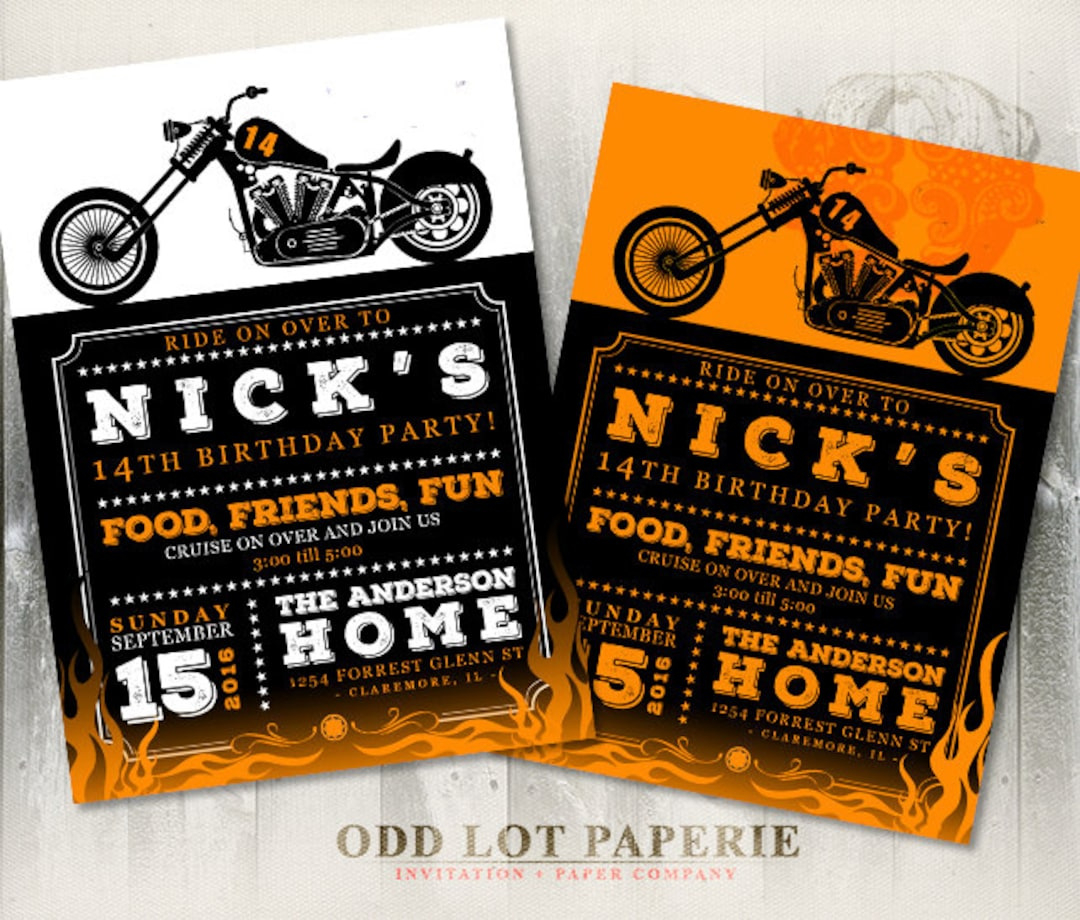 Biker Birthday Invitation: Motorcycle Party Invite (Diy Printable) - Etsy.de within Motorcycle Invitations Free Printable
