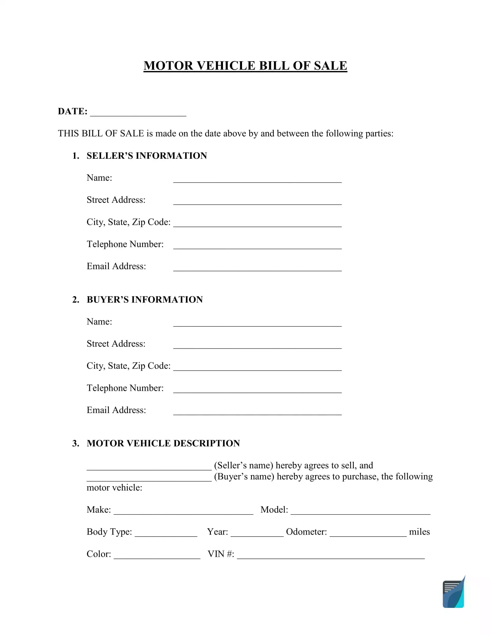 Bill Of Sale Template | Free Pdf And Word Forms pertaining to Free Printable Bill Of Sale For Car