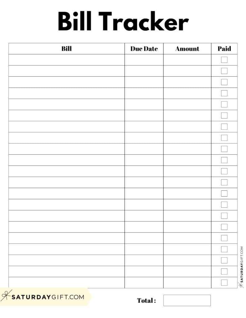 Bill Organizer Template - 39 Cute &amp;amp; Free Printable Bill Trackers for Free Printable Bill Checklist