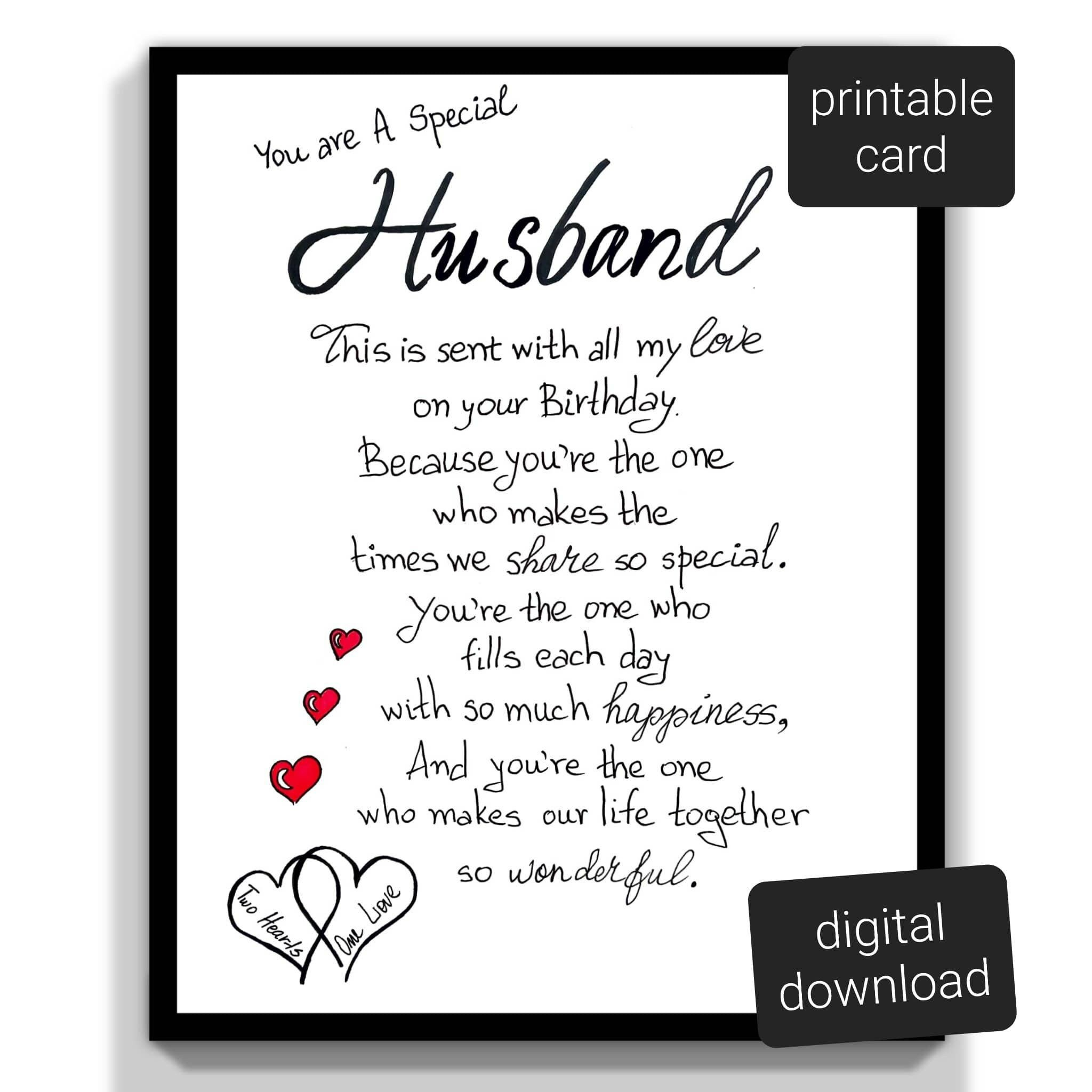 Birthday Husband Printable Card. To My Husband Birthday Card within Free Printable Romantic Birthday Cards