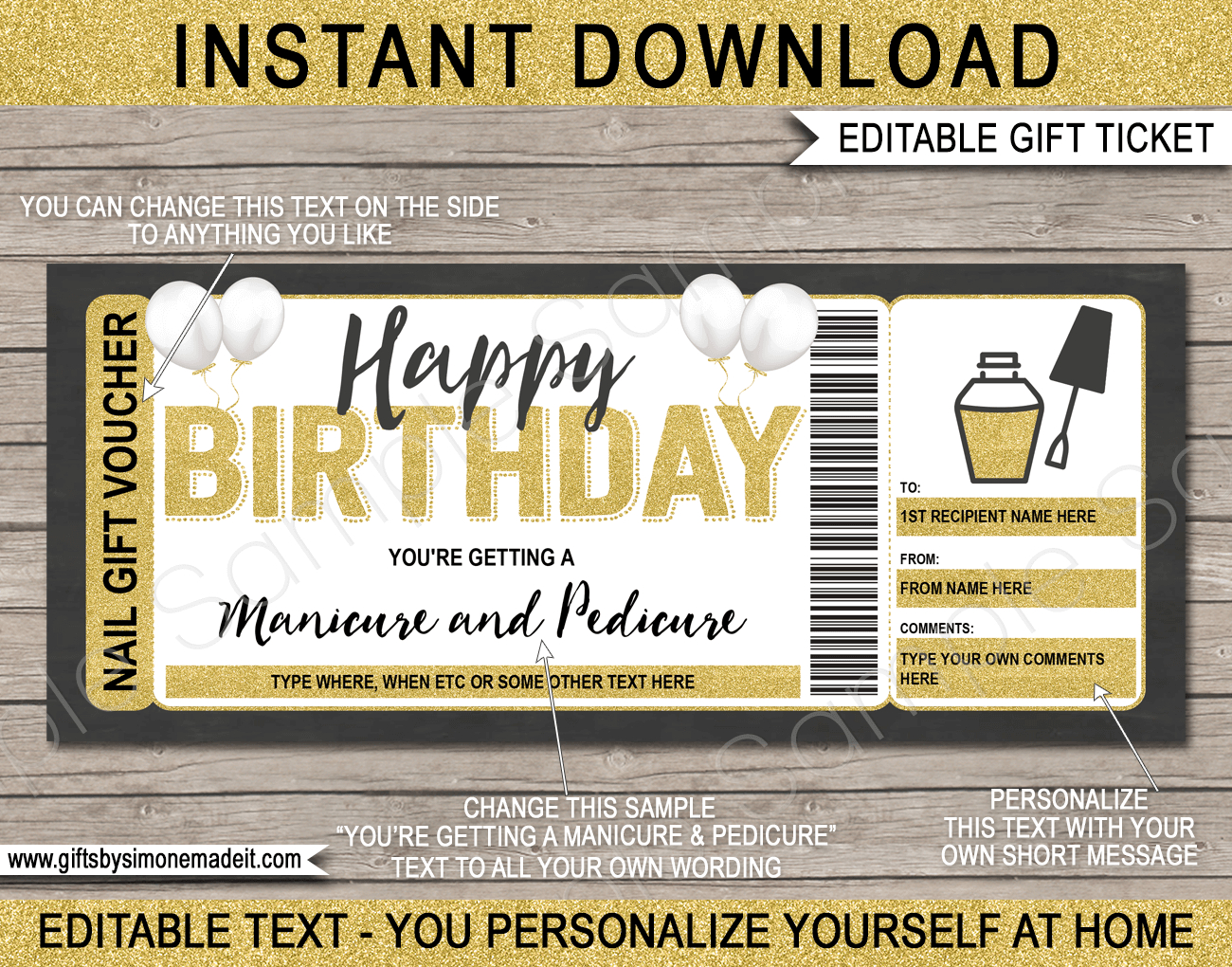 Birthday Manicure / Pedicure Gift Certificate Template in Free Printable Pedicure Gift Certificate
