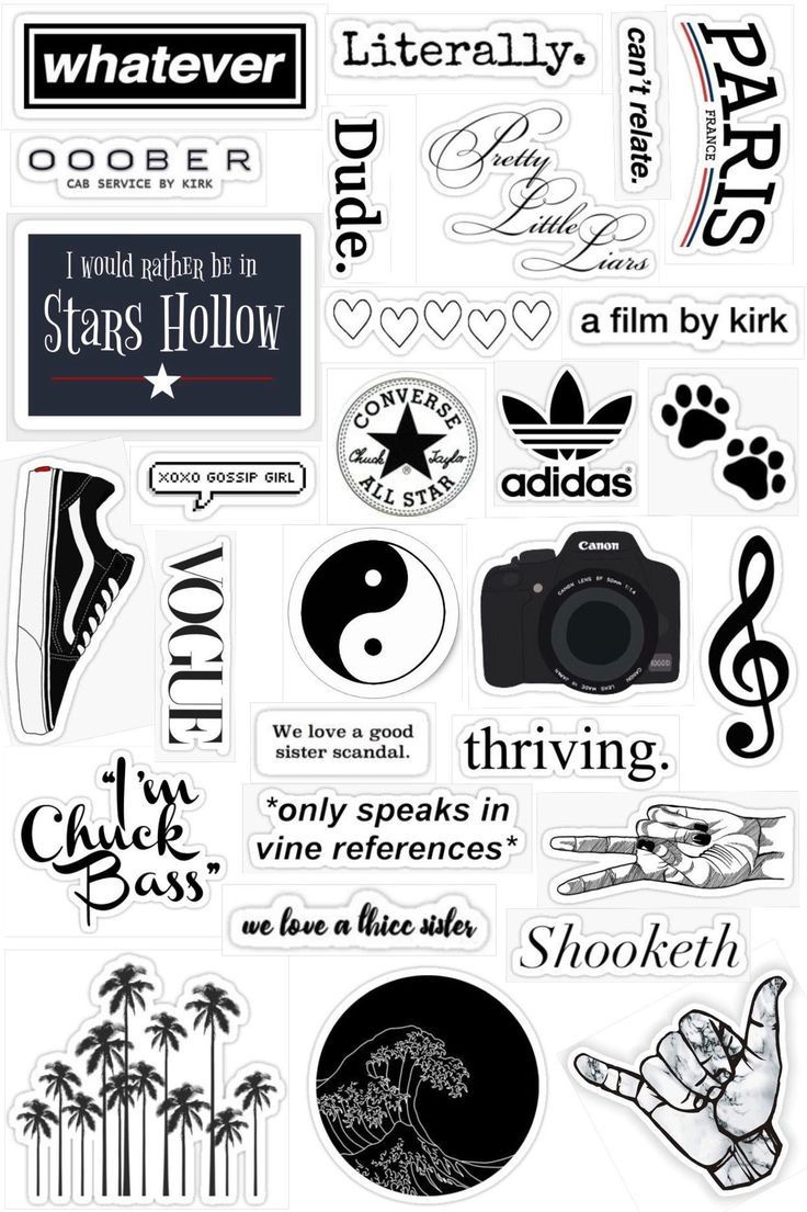 Black And White Stickers | Sticker Design for Bullet Journal Stickers Free Printable Black And White