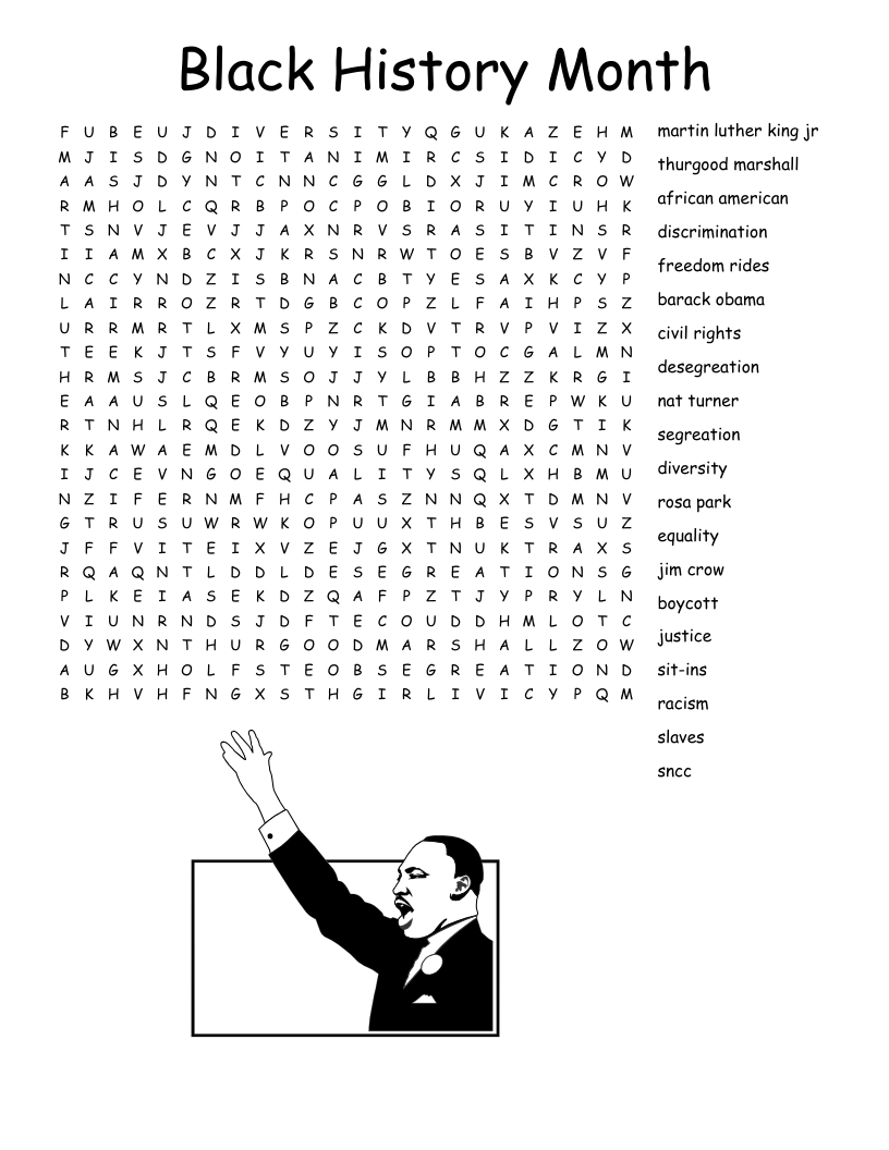 Black History Month Word Search - Wordmint pertaining to Free Printable Black History Month Word Search