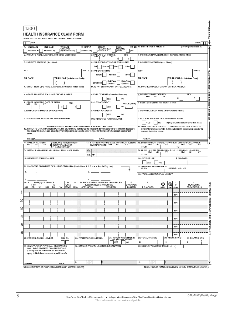 Blank Cms 1500 Form: Fill Out & Sign Online | Dochub for Free Printable Cms 1500 Form 02 12