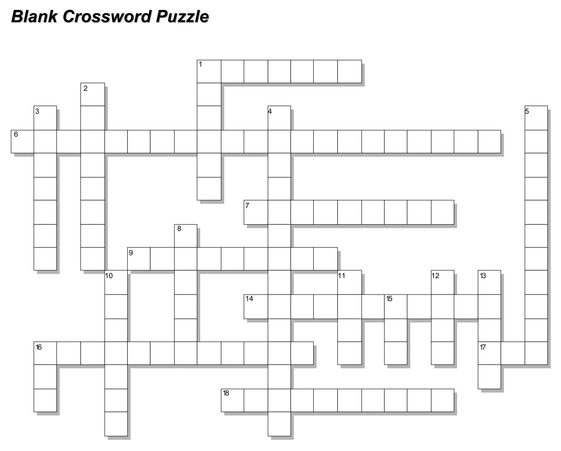 Blank Crossword Puzzle Template - 10 Free Pdf Printables within Free Make Your Own Crosswords Printable