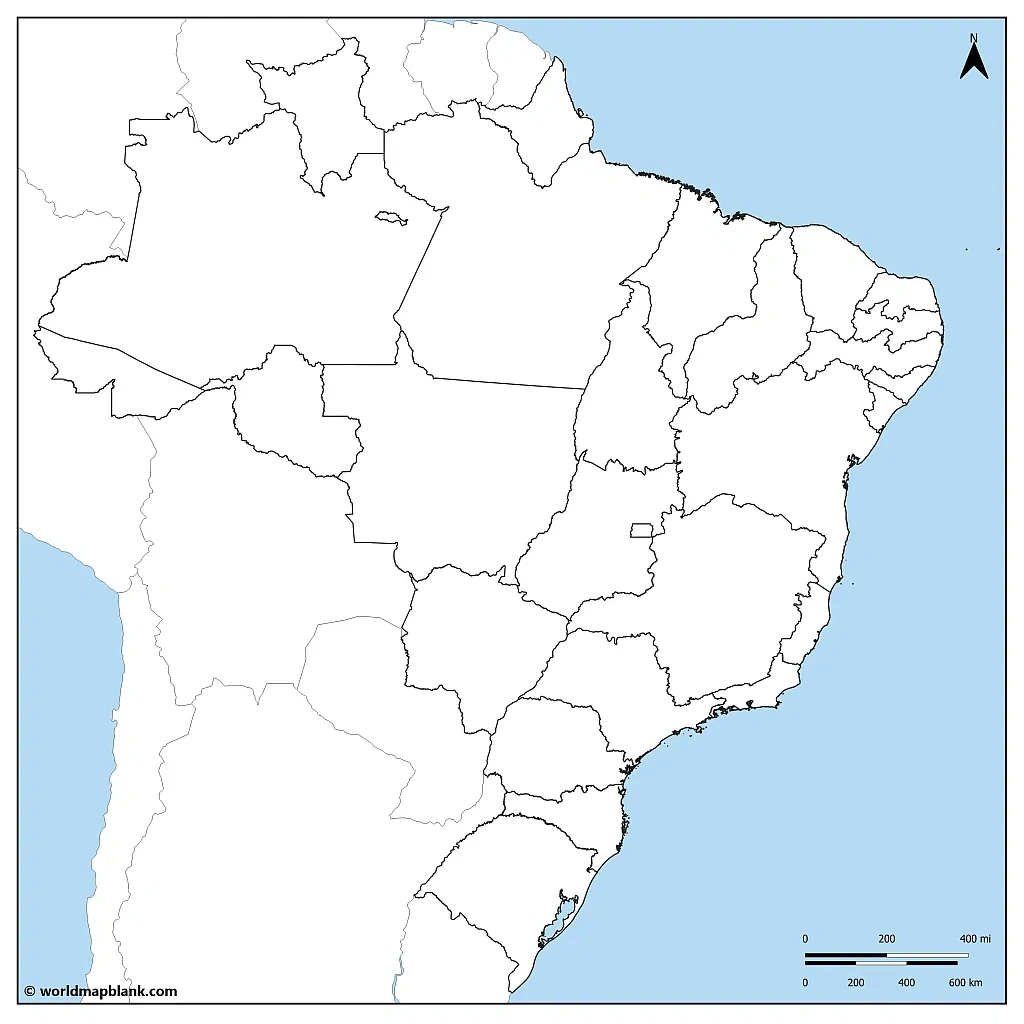 Blank Map Of Brazil – Outline Map Of Brazil [Pdf] in Free Printable Map Of Brazil