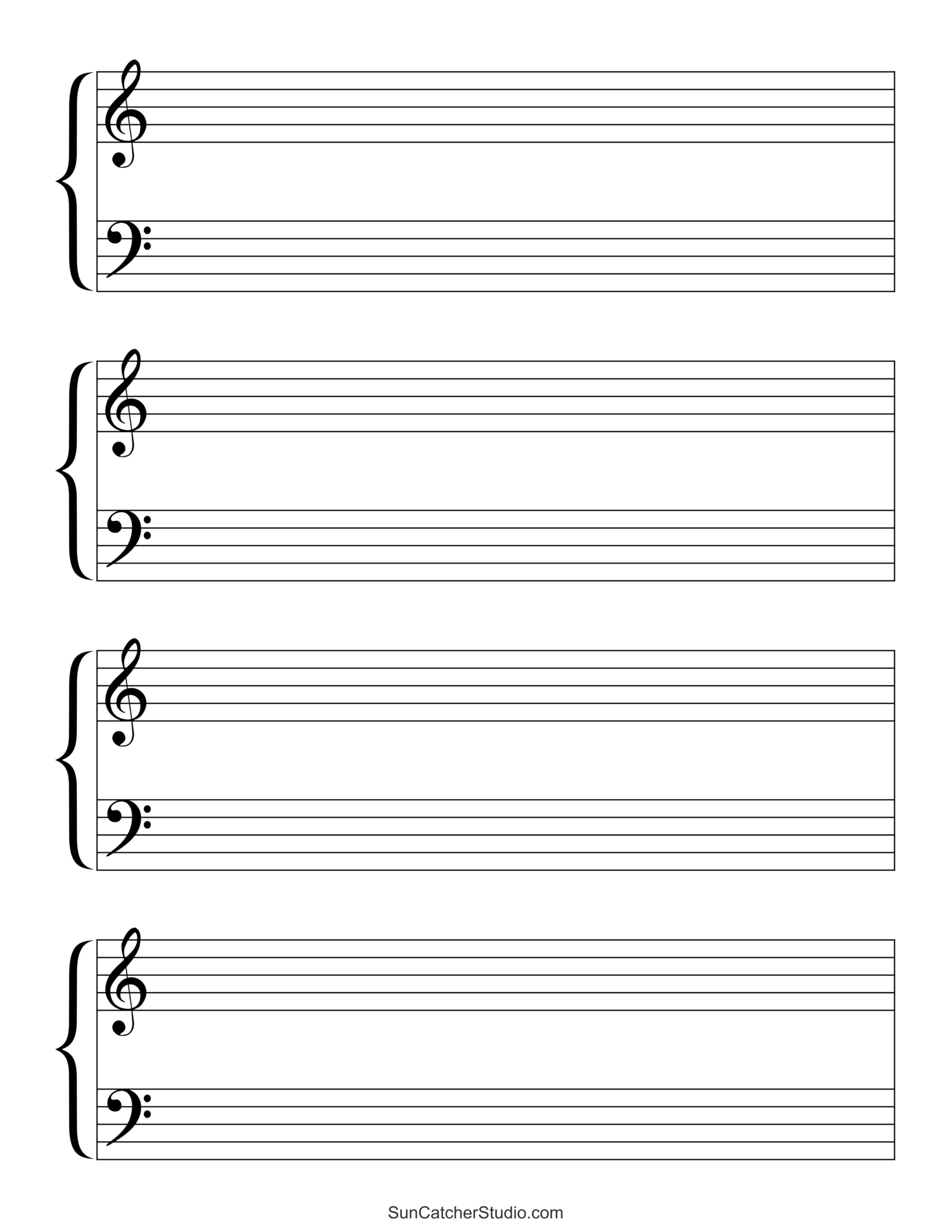 Blank Sheet Music (Free Printable Staff Paper) – Free Printables within Free Printable Sheet Music