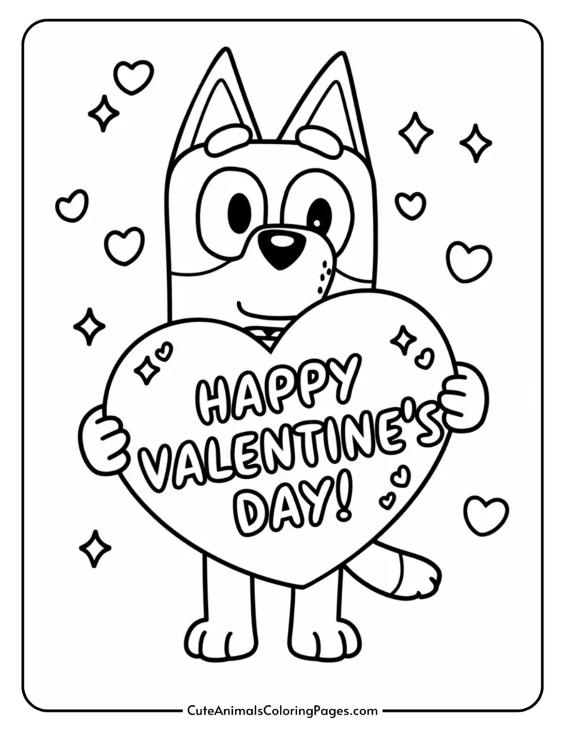 Bluey Valentines Coloring Pages (6 Free Printable Pdf Pages for Free Valentine Colouring Printables