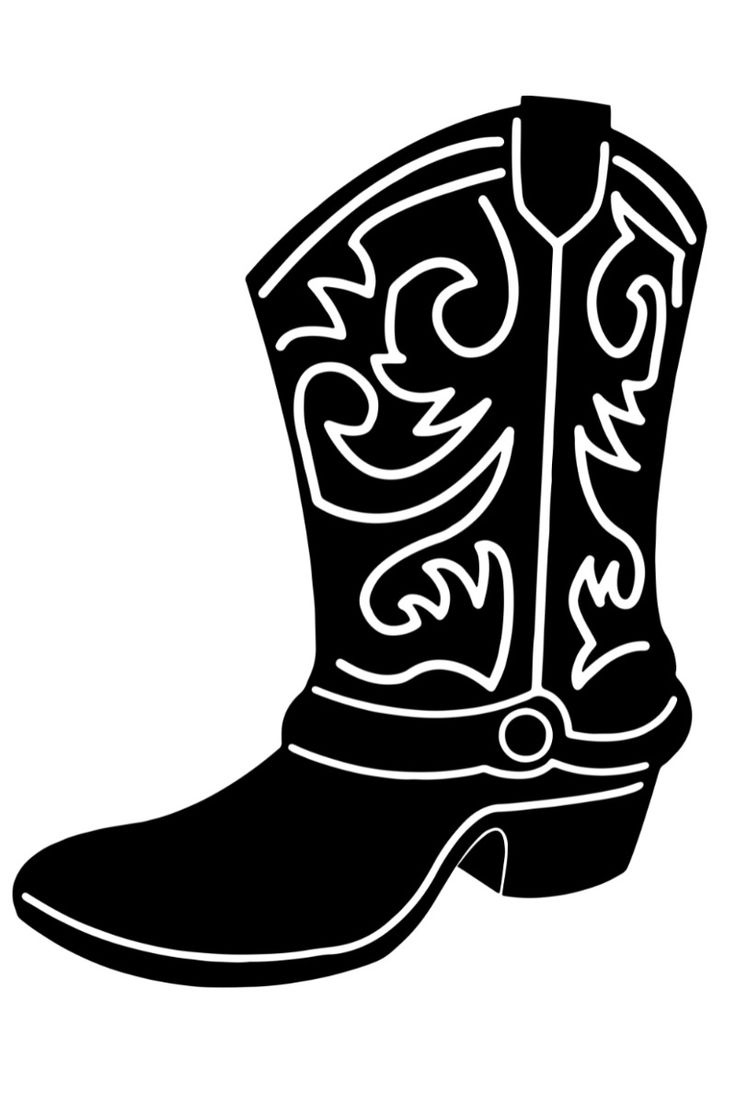 Boot Svg Cowboy, Boot Svg, Cowgirl Boot Svg, Cowboy Boot Svg for Free Printable Cowboy Boot Stencil