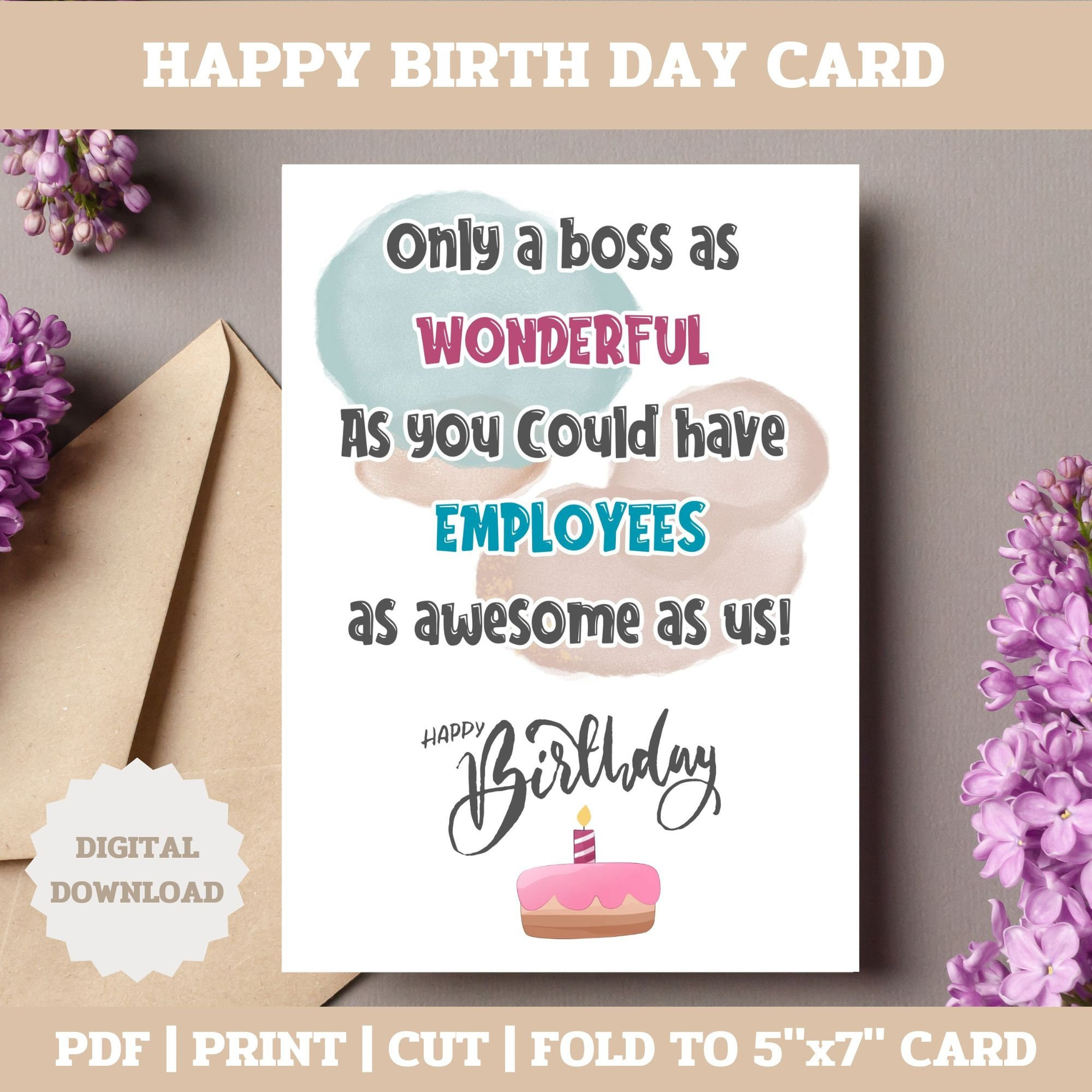 Boss Card, Funny Happy Birthday Boss Card, Funny Birthday Card in Free Printable Funny Boss Day Cards