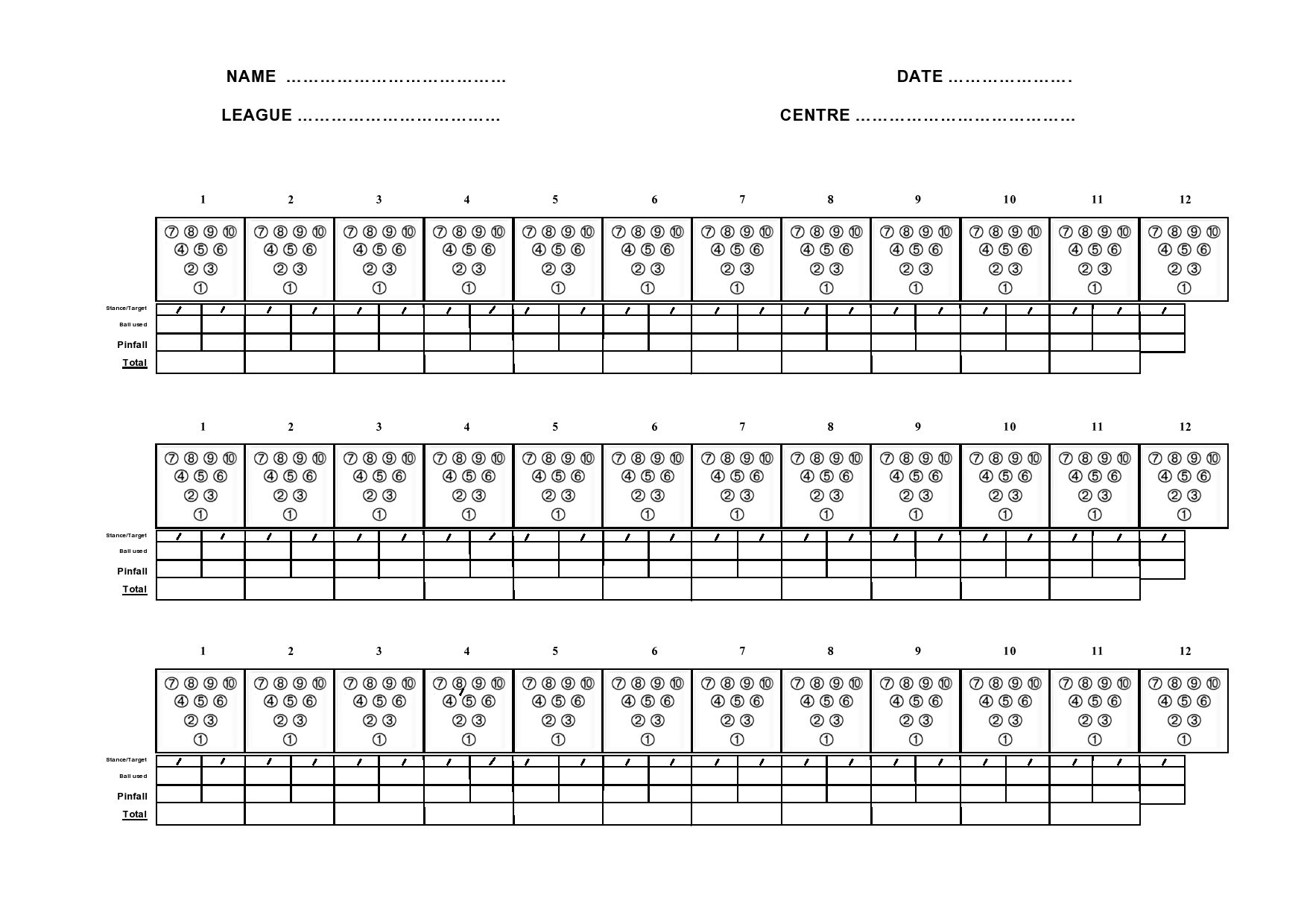 Bowling Score Sheet Free Printable regarding Free Printable Bowling Score Sheets