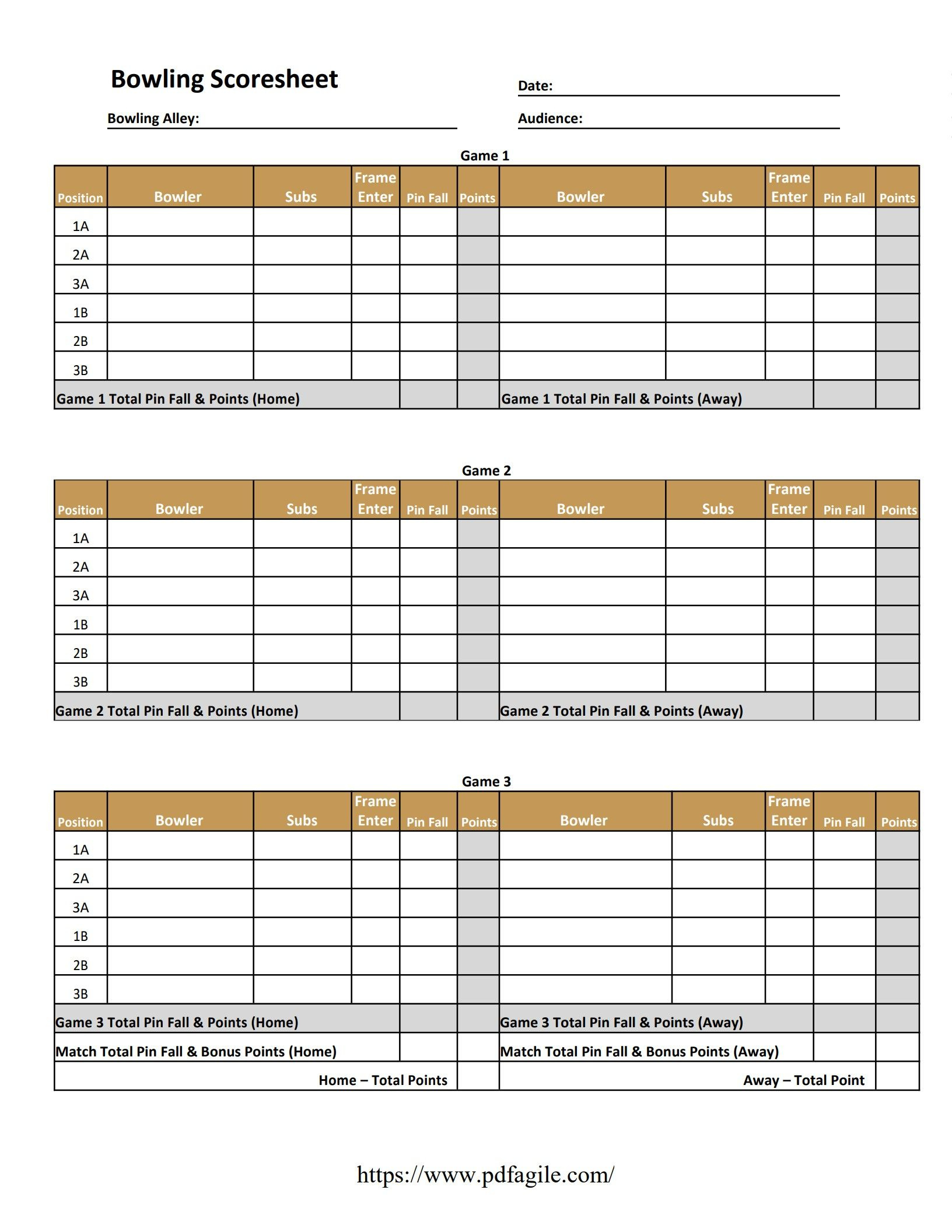Bowling Scoresheet Template | Pdf Agile intended for Free Printable Bowling Score Sheets