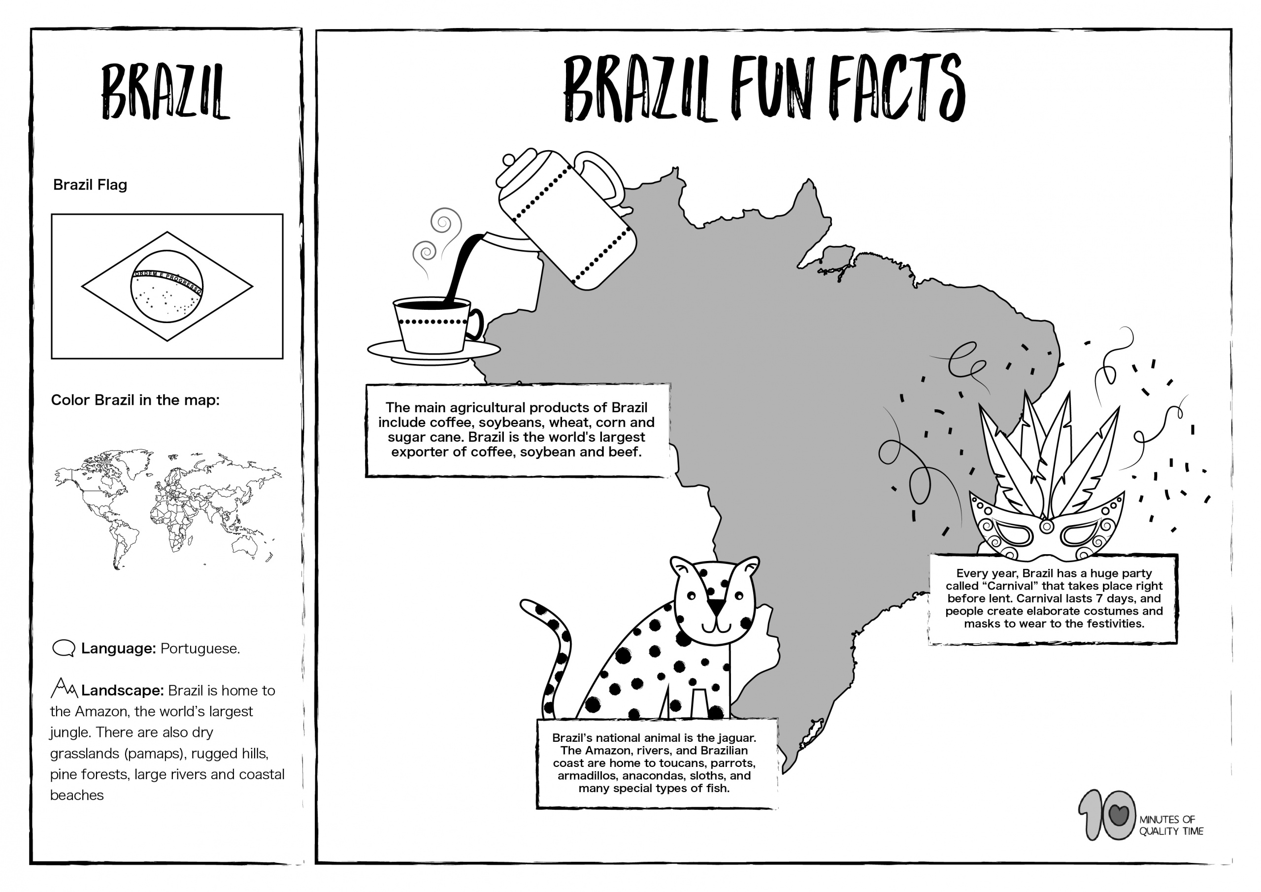 Brazil - Free Lesson Plan And Worksheets – 10 Minutes Of Quality Time within Brazil Worksheets Free Printables
