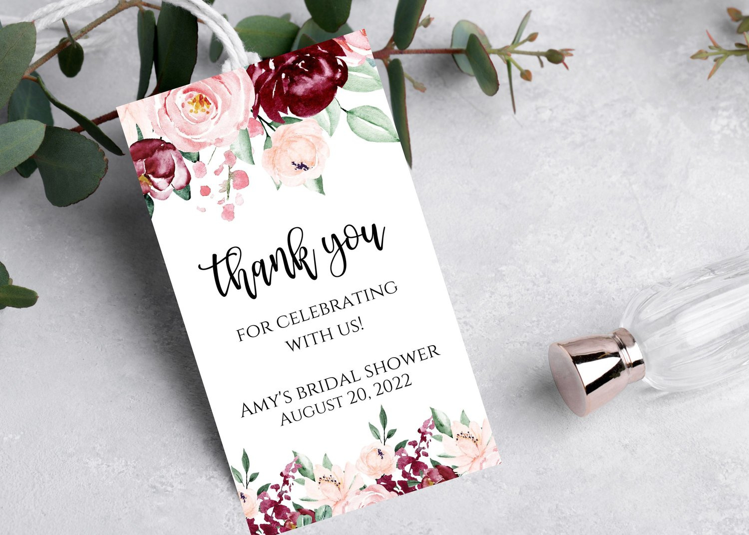 Bridal Shower Favor Tags-Flower Gift Tag Template-Editable-Instant for Free Printable Favor Tags For Bridal Shower