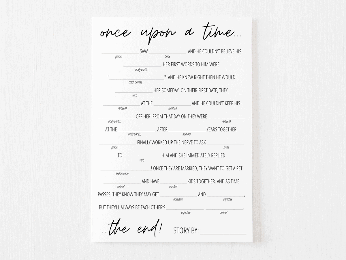 Bridal Shower Mad Libs Free Printable | Modern Moh inside Free Printable Wedding Mad Libs