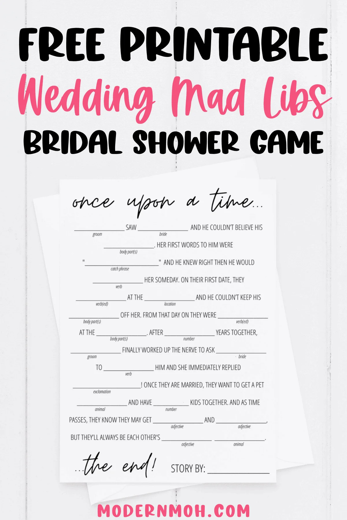 Bridal Shower Mad Libs Free Printable | Modern Moh throughout Free Printable Wedding Mad Libs