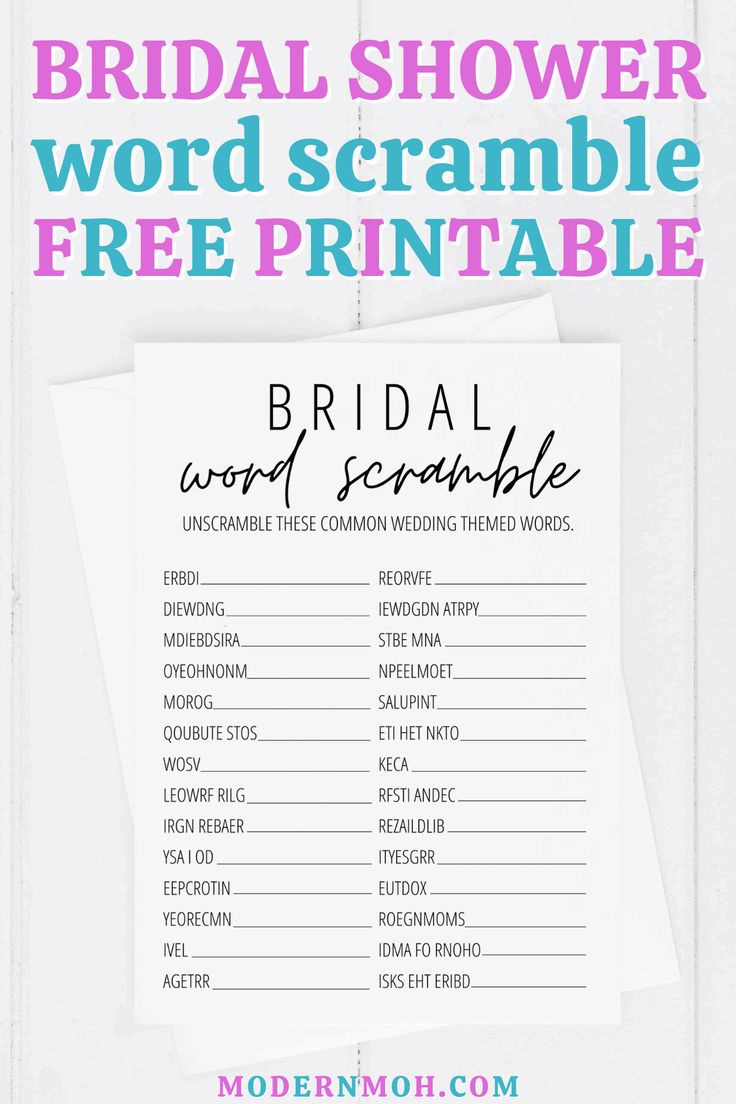 Bridal Shower Word Scramble Free Printable in Free Printable Bridal Shower Games Word Scramble