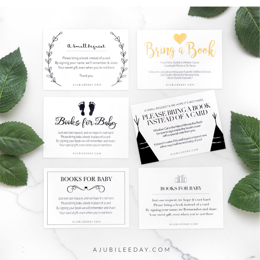 Bring A Book Instead Of Card (Free Printable!) - A Jubilee Day in Bring A Book Instead Of A Card Free Printable