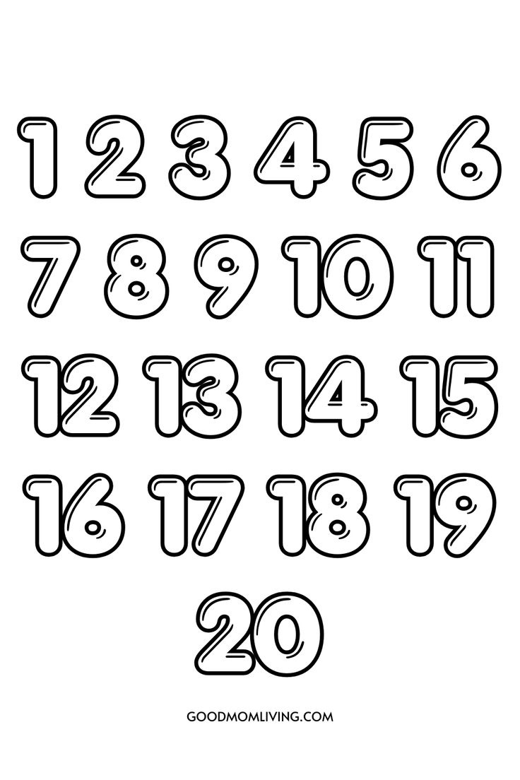 Bubble Numbers 1-20 – Free Printable Numbers 1-20 Bubble Letter with Free Printable Bubble Numbers