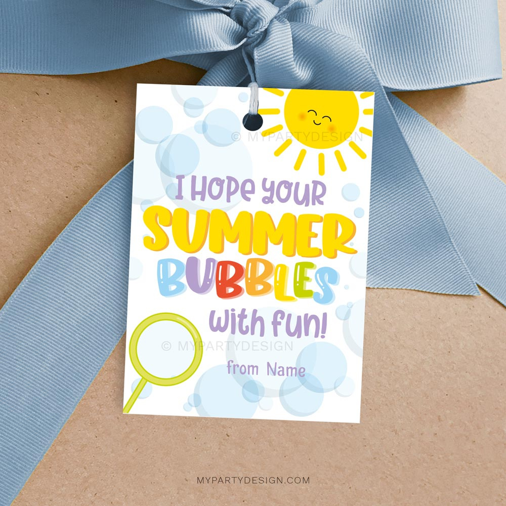 Bubbles With Fun End Of School Gift Tag - My Party Design throughout Free Printable Gift Tags For Bubbles