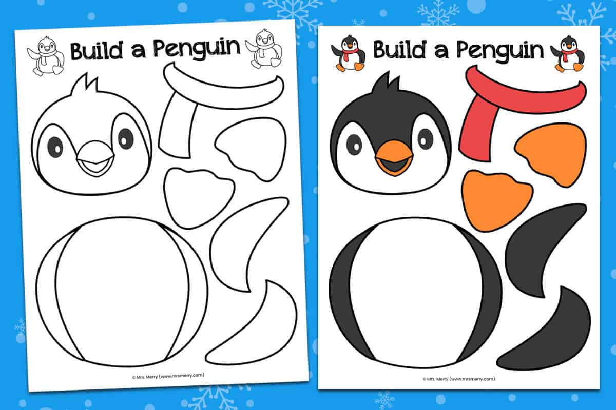 Build A Penguin | Free Printable Kids Craft | Mrs. Merry with Free Printable Penguin Template