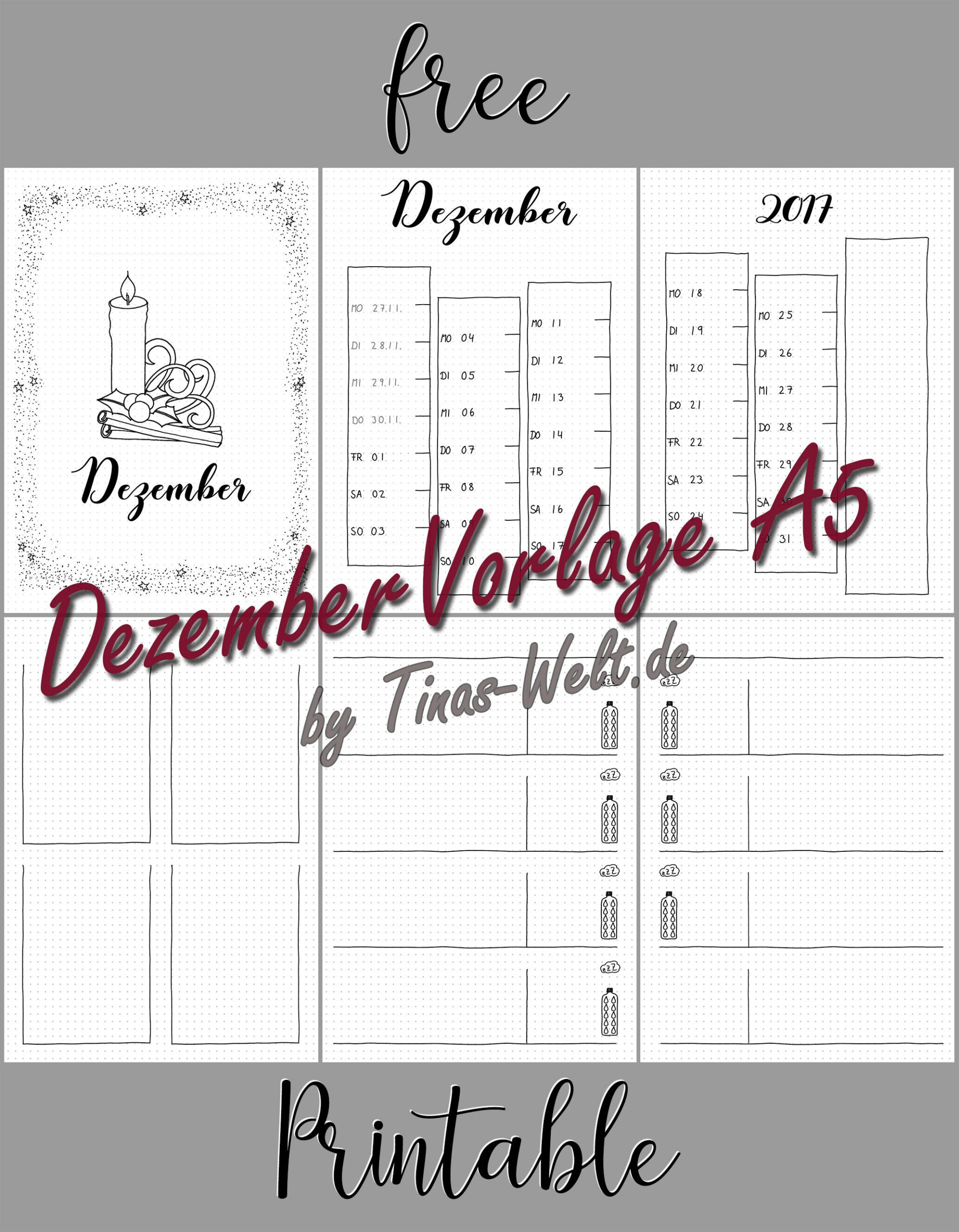 Bullet Journal / Filofax A5 Printable – Dezember 2017 Vorlage throughout Free Filofax Printables 2017