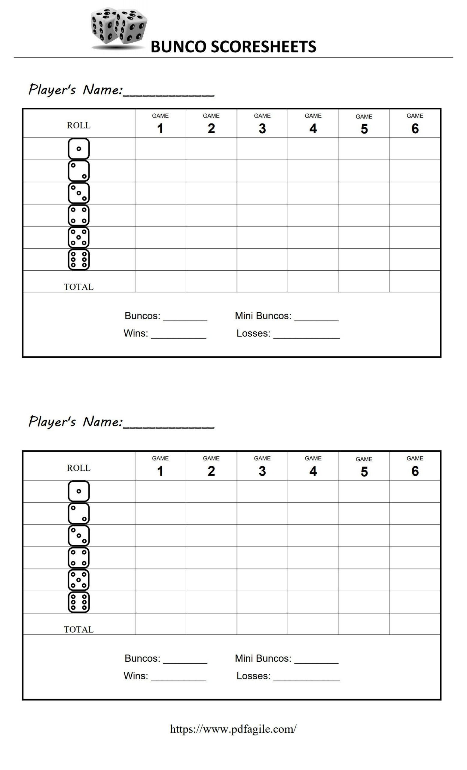 Bunco Scoresheet Template | Pdf Agile for Free Printable Bunco Game Sheets