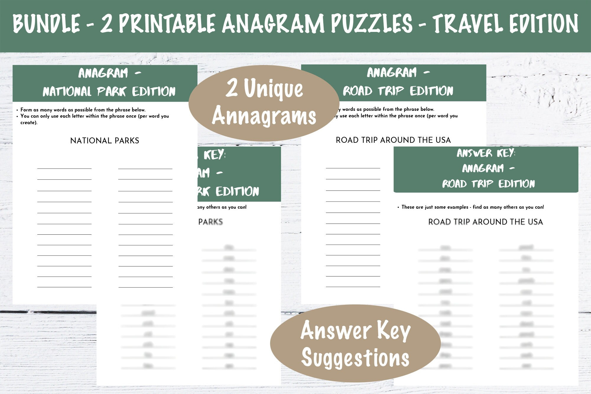 Bundle 2 Printable Anagram Puzzles National Parks And Road Trip within Free Printable Anagram Magic Square Puzzles