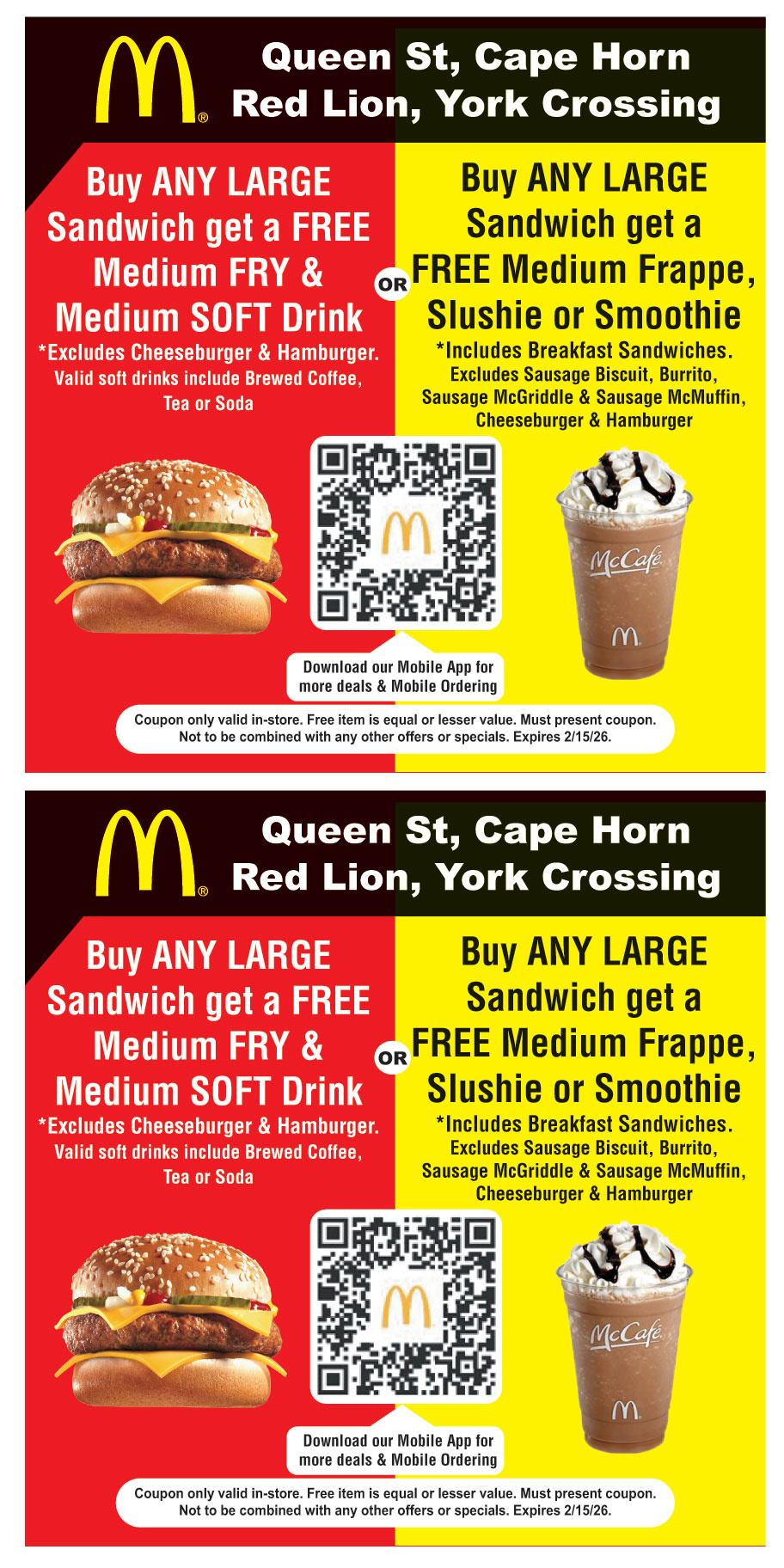 Buy Any Large Sandwich Get A Free Medium Frappe, Slushie Or intended for Free Mcdonalds Smoothie Printable Coupon