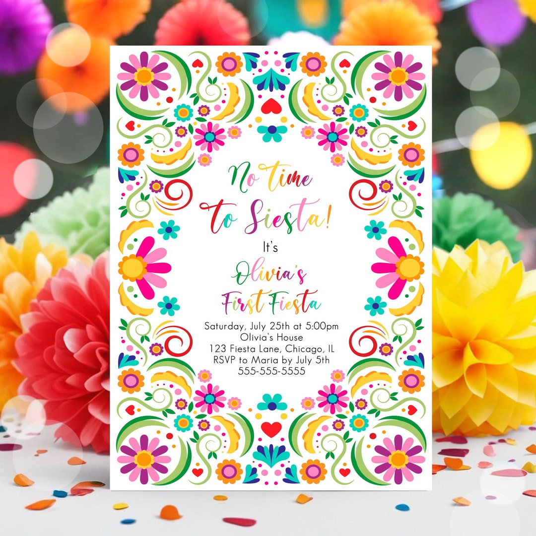 Buy Editable Fiesta Invitation First Fiesta Birthday Mexican 1St throughout Free Printable Fiesta Invitations