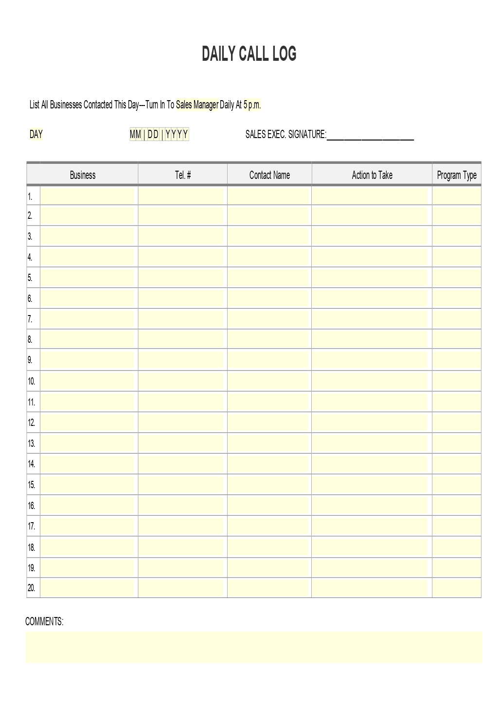 Call Log Template | Onlyoffice within Free Printable Call Log Form