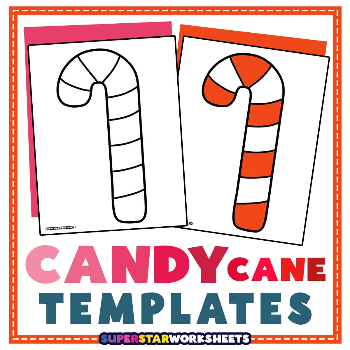 Candy Cane Template (Free Printables) - Superstar Worksheets pertaining to Free Candy Cane Template Printable