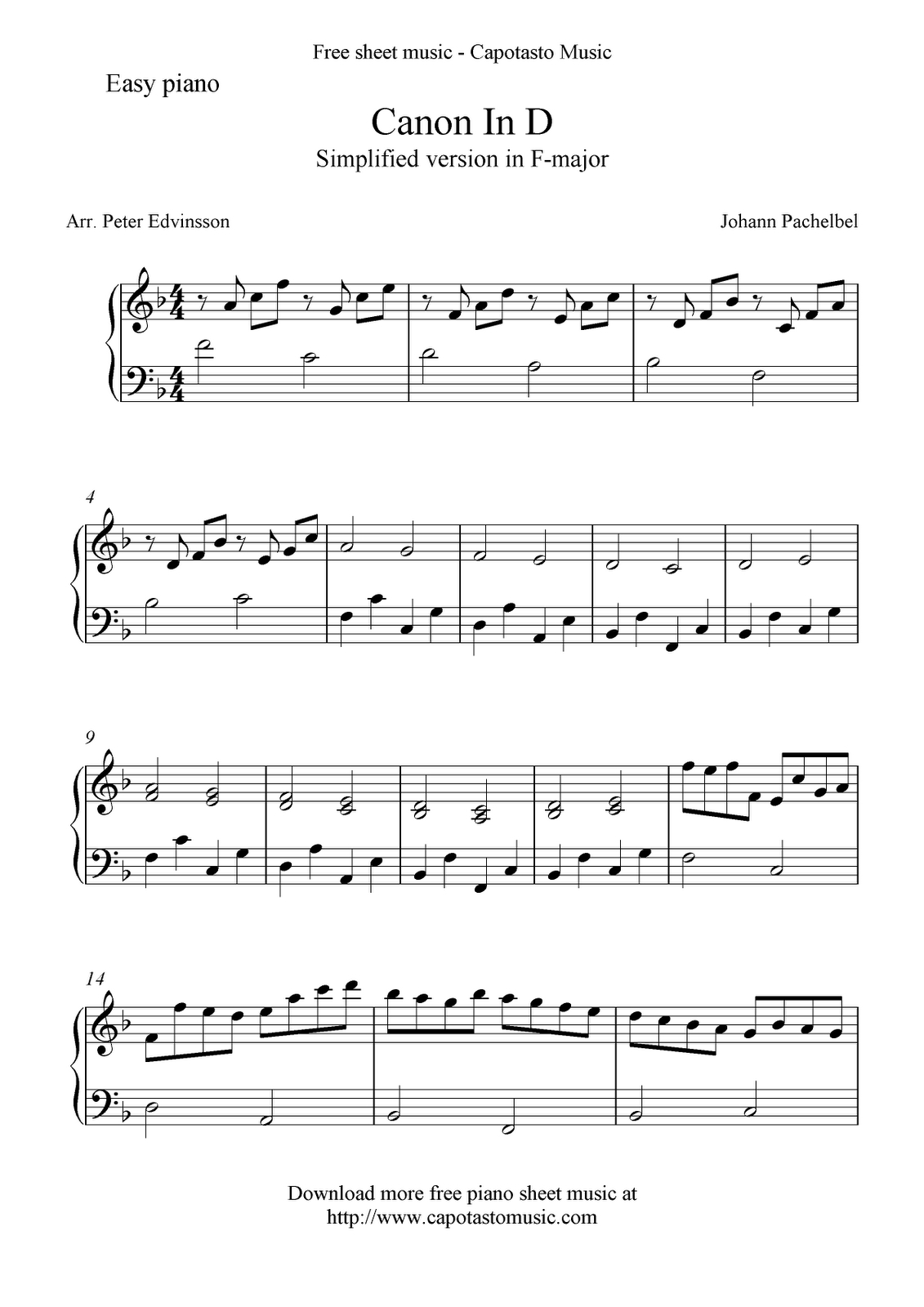 Canon In D Free Easy Piano Sheet Music with regard to Canon In D Piano Sheet Music Free Printable