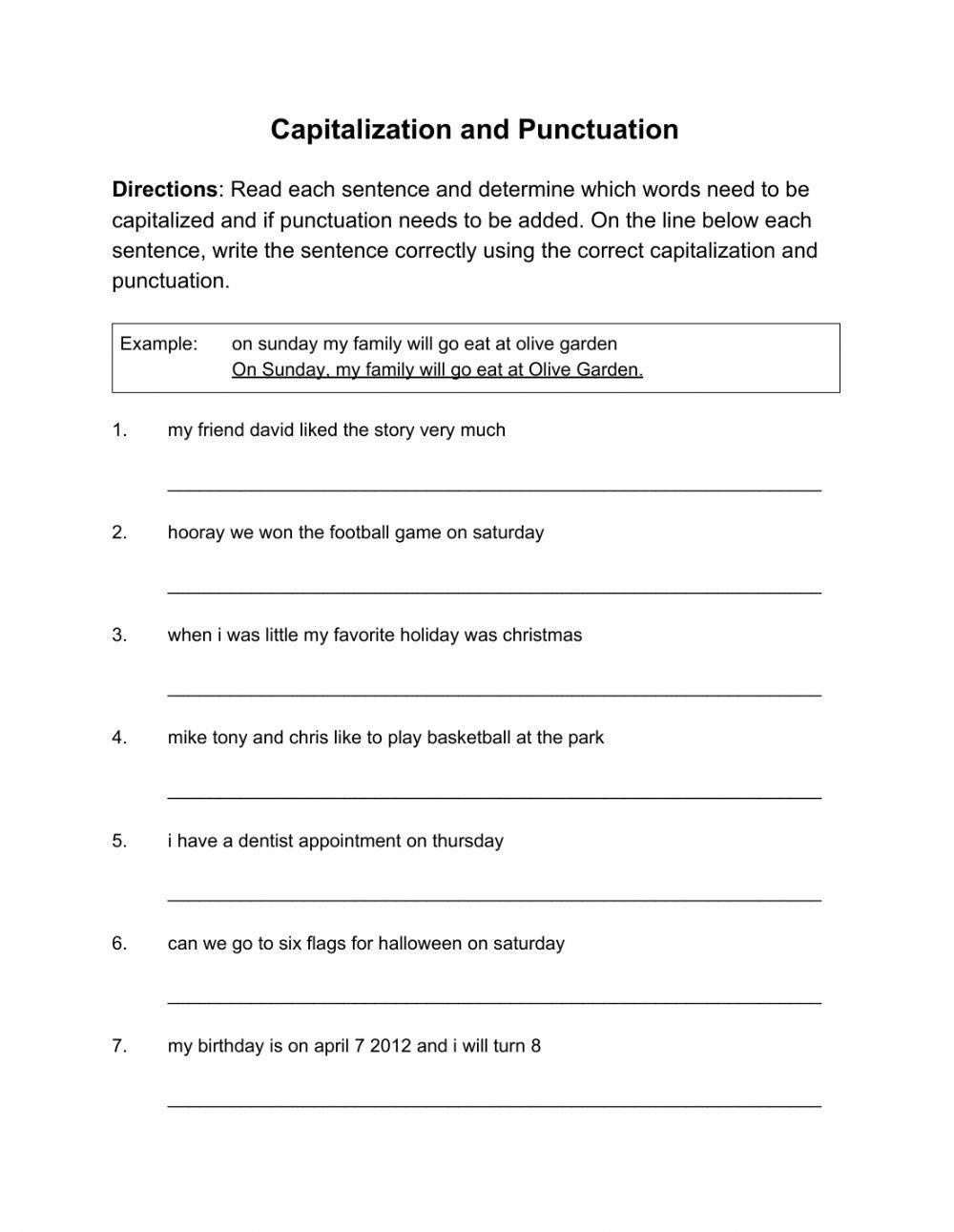 Capitalization And Punctuation Activity | Live Worksheets regarding Free Printable Worksheets For Punctuation And Capitalization