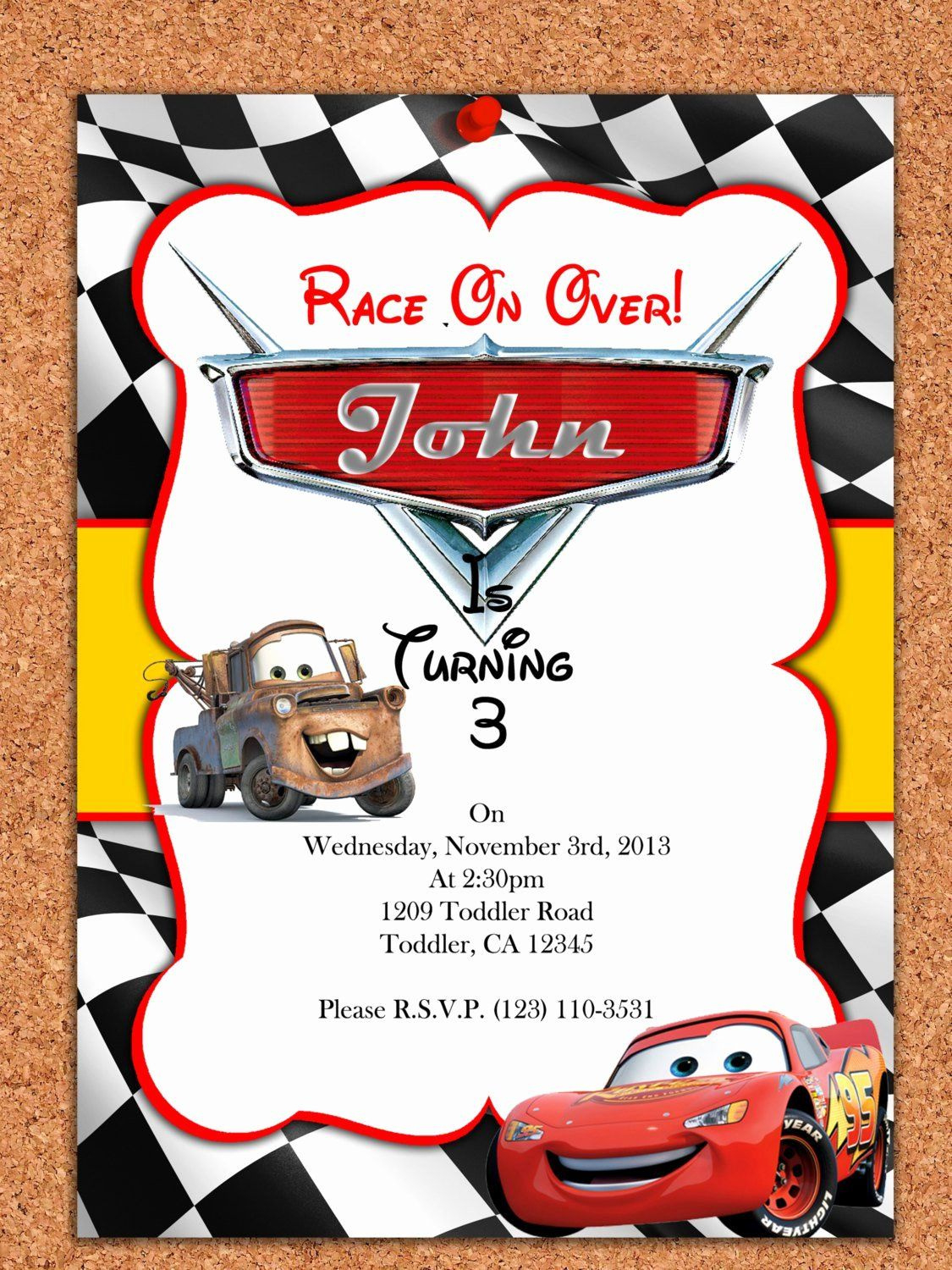Cars Invitation Template Free Unique Cars Birthday Invitations intended for Free Printable Disney Cars Birthday Party Invitations