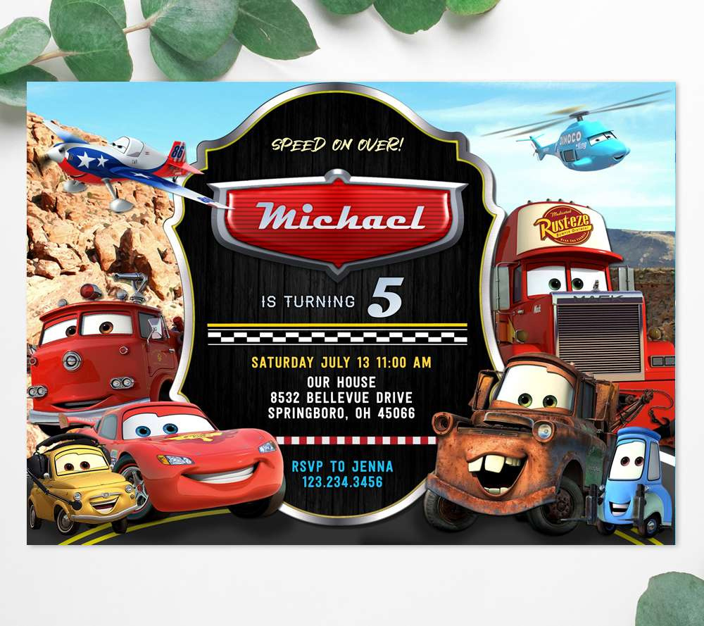 Cars Movie Birthday Invitation Template - Edit Online Instant Download within Free Printable Disney Cars Birthday Party Invitations