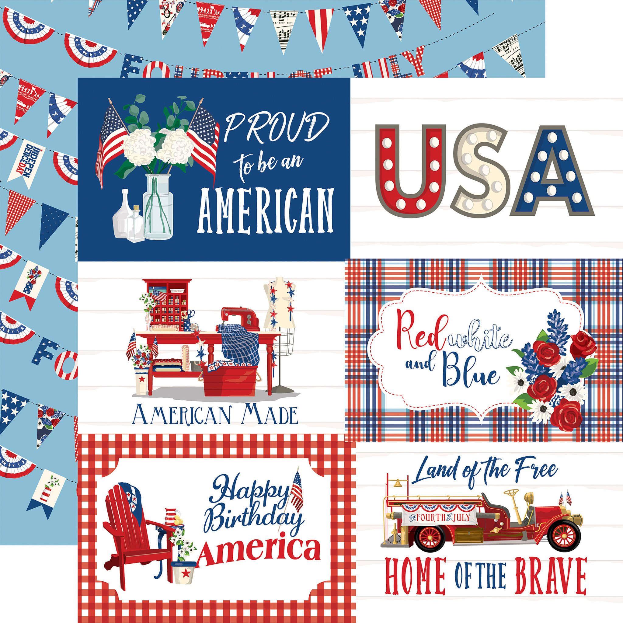 Carta Bella &amp;quot;God Bless America&amp;quot; 12X12&amp;quot; Collection Kit (Cbgba136016 throughout Free Printable Patriotic Scrapbook Paper