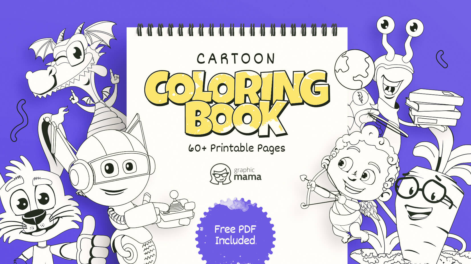 Cartoon Coloring Book: 60+ Free Printable Pages Pdfgraphicmama regarding Free Printable Coloring Books