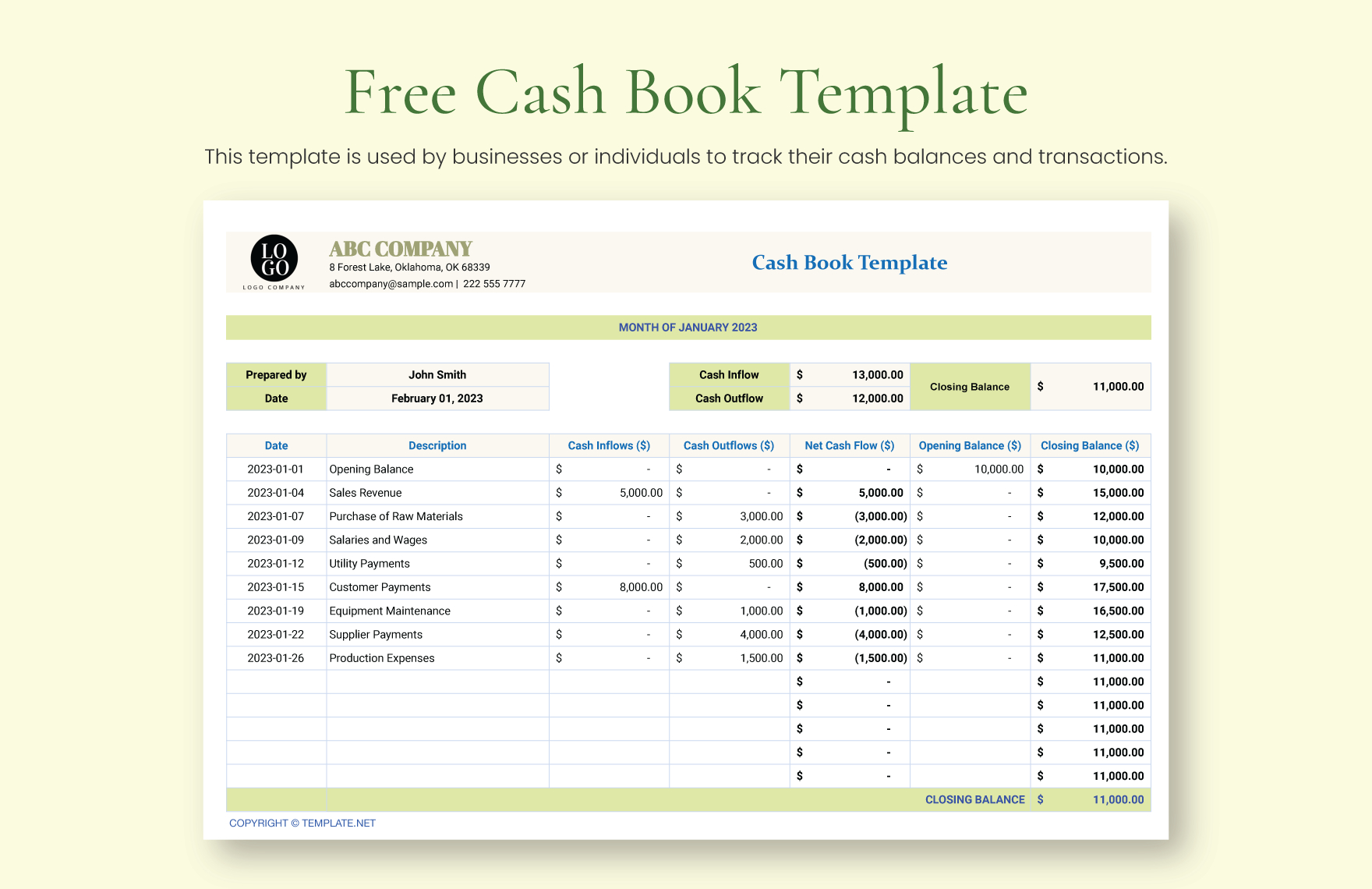 Cash Book Spreadsheet Template In Excel, Google Sheets - Download within Free Cash Book Template Printable