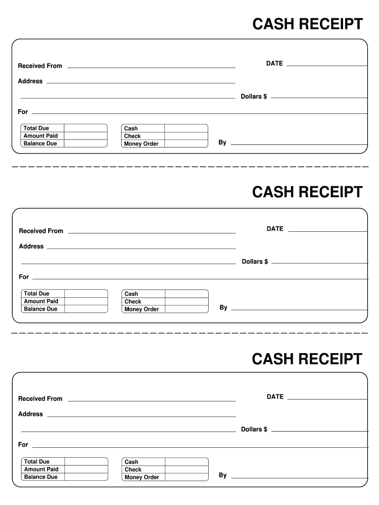 Cash Receipt Form - Fill Online, Printable, Fillable, Blank in Free Printable Receipt Template