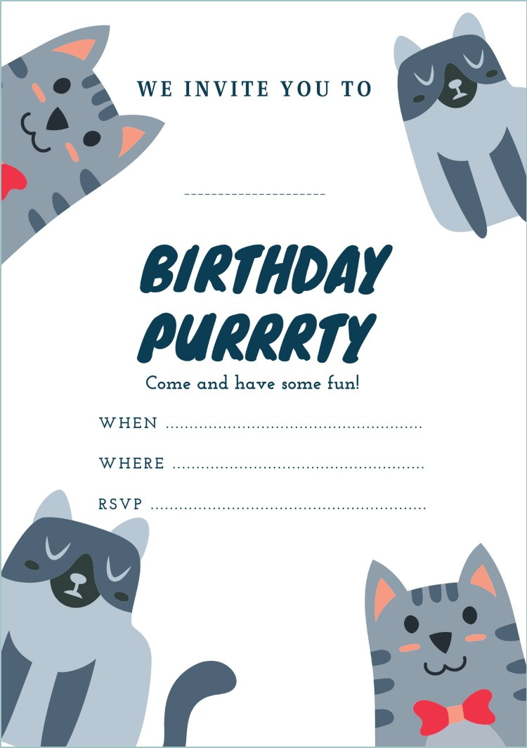 Cat Themed Party Invitations | Free Printables | Ohbaby with Free Printable Kitten Birthday Invitations