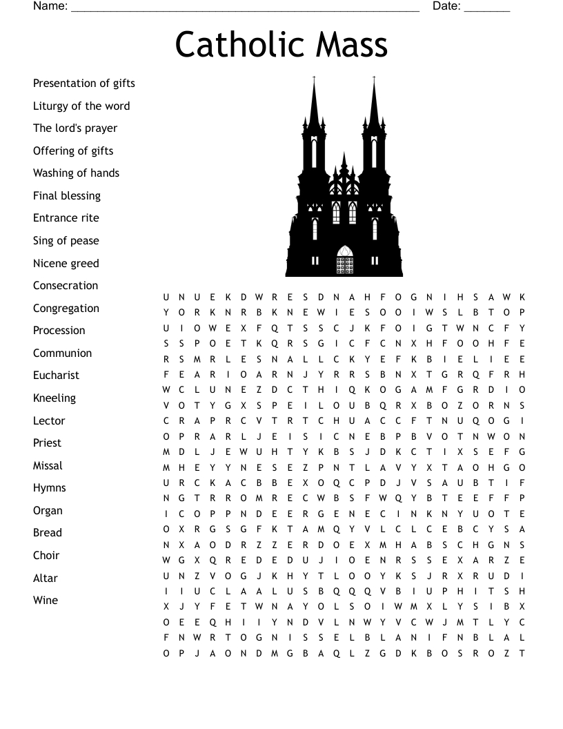 Catholic Mass Word Search - Wordmint with Free Printable Catholic Word Search