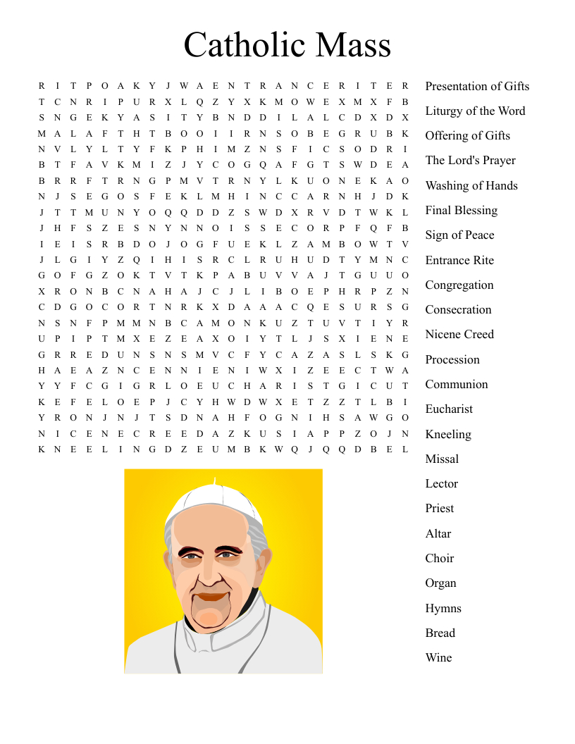Catholic Mass Word Search - Wordmint with regard to Free Printable Catholic Word Search