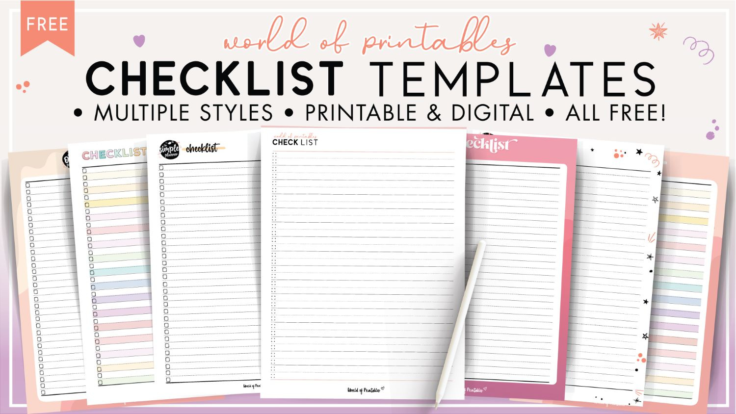 Checklist Templates - World Of Printables regarding Free Printable Checklist