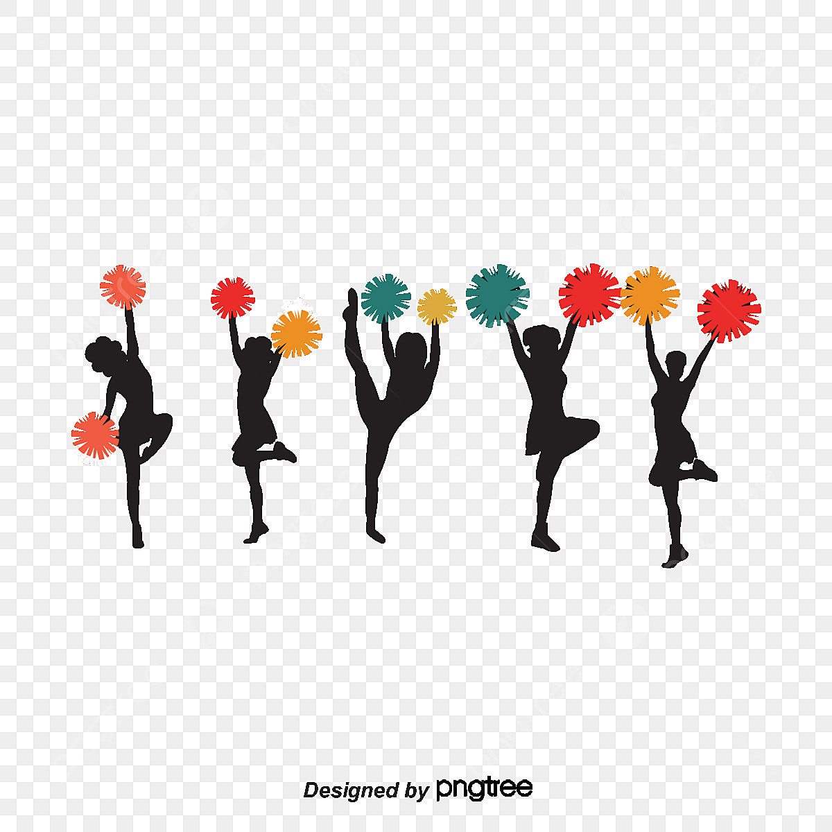 Cheerleader Silhouetts Silhouette Png Free, Cartoon Silhouette with regard to Free Printable Cheerleading Clipart