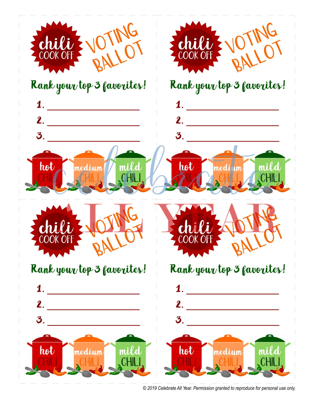 Chili Cook Off Printable Kit – Celebrate All Year within Chili Cook Off Printables Free