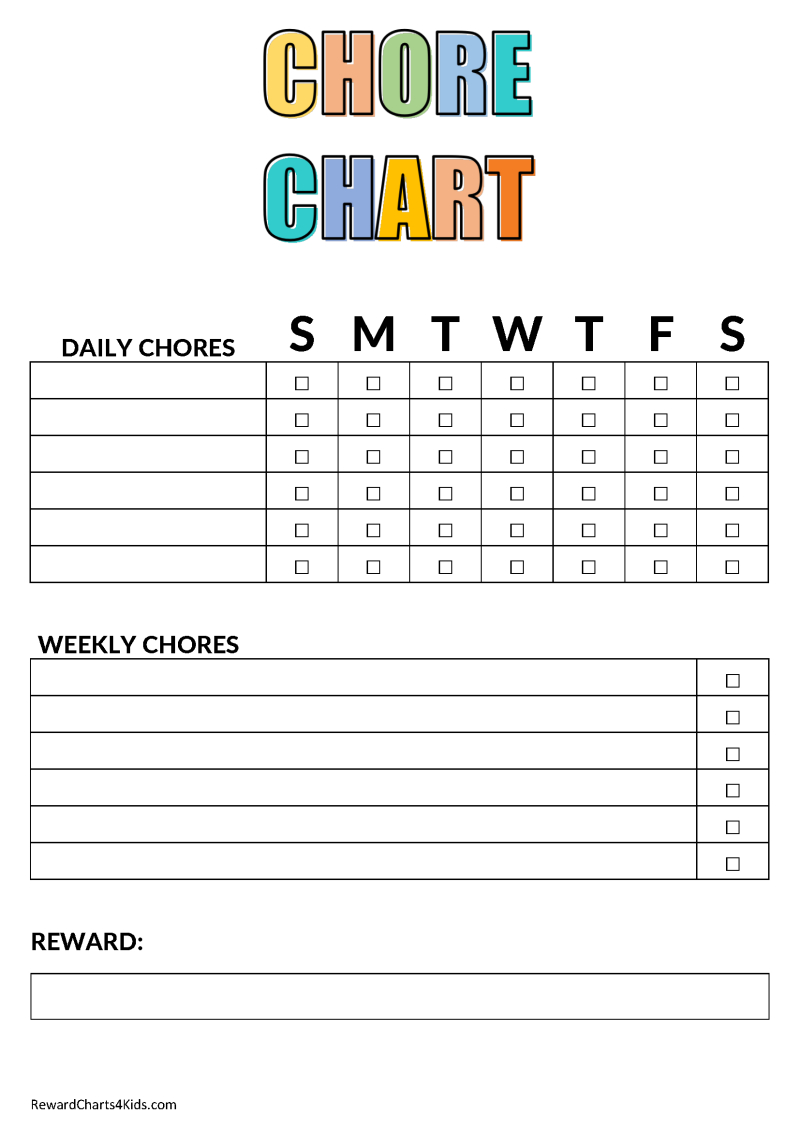 Chore Chart Template intended for Free Printable Chore And Behavior Charts