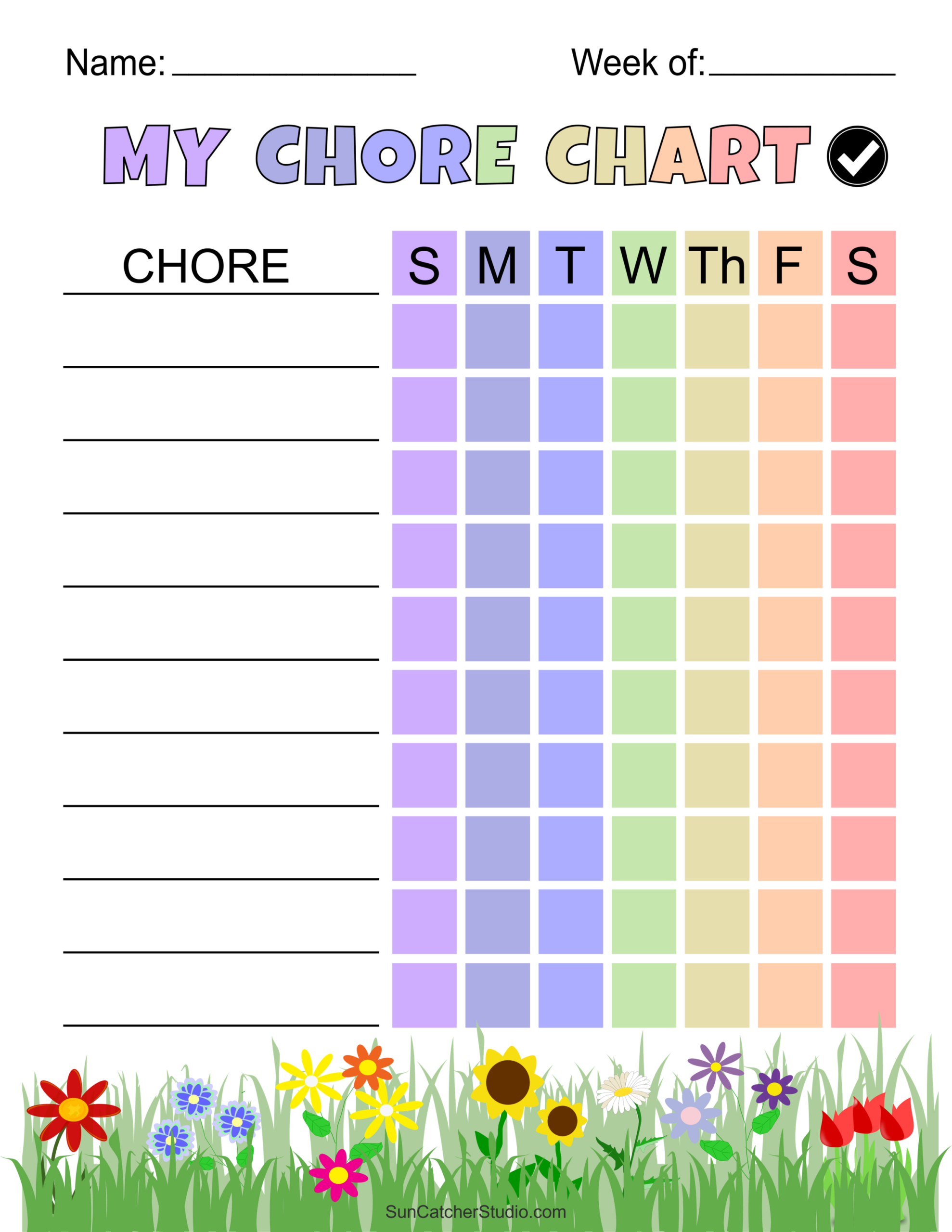 Chore Charts (Printable, Editable Daily &amp;amp; Weekly Templates) – Free for Free Printable Charts And Lists